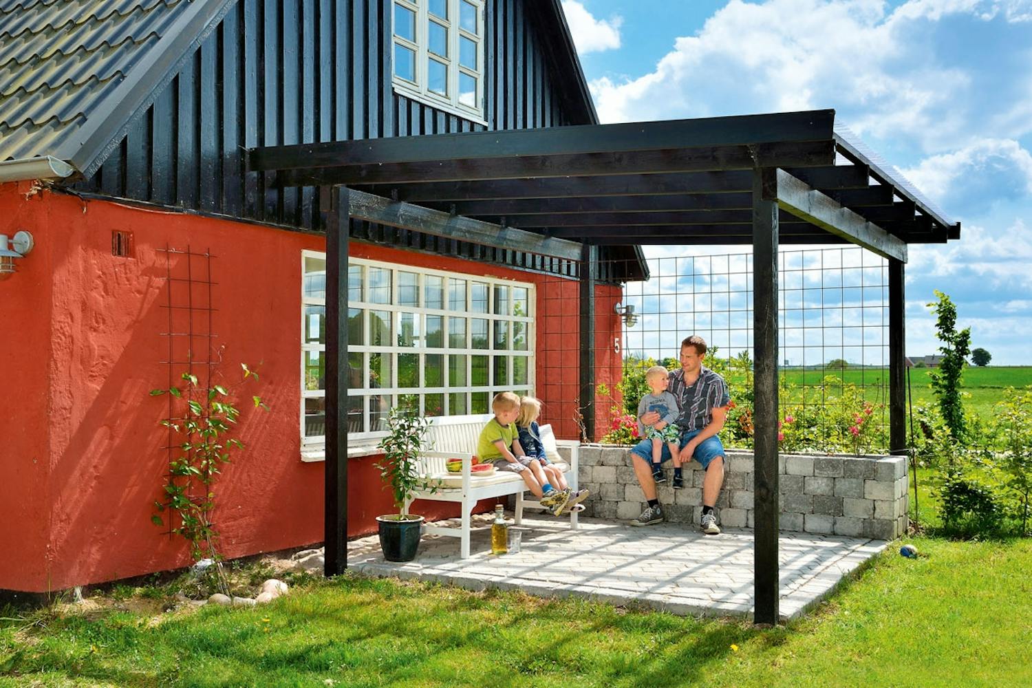 Fritstående overdækning på 4 stolper